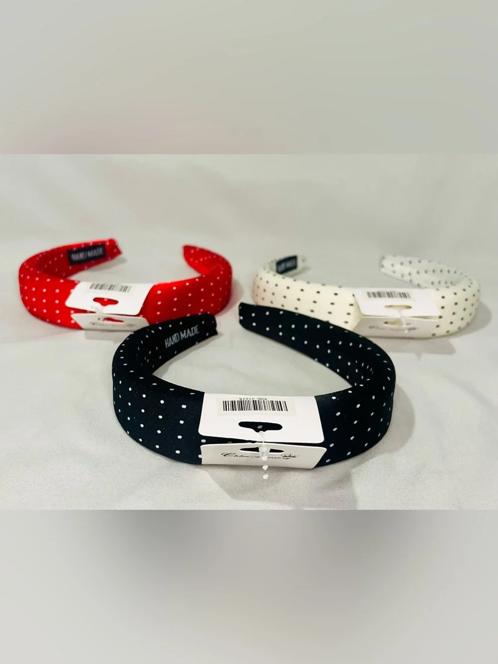 Polka Dot Padded Headband - Red, White & Black (3-Pack)